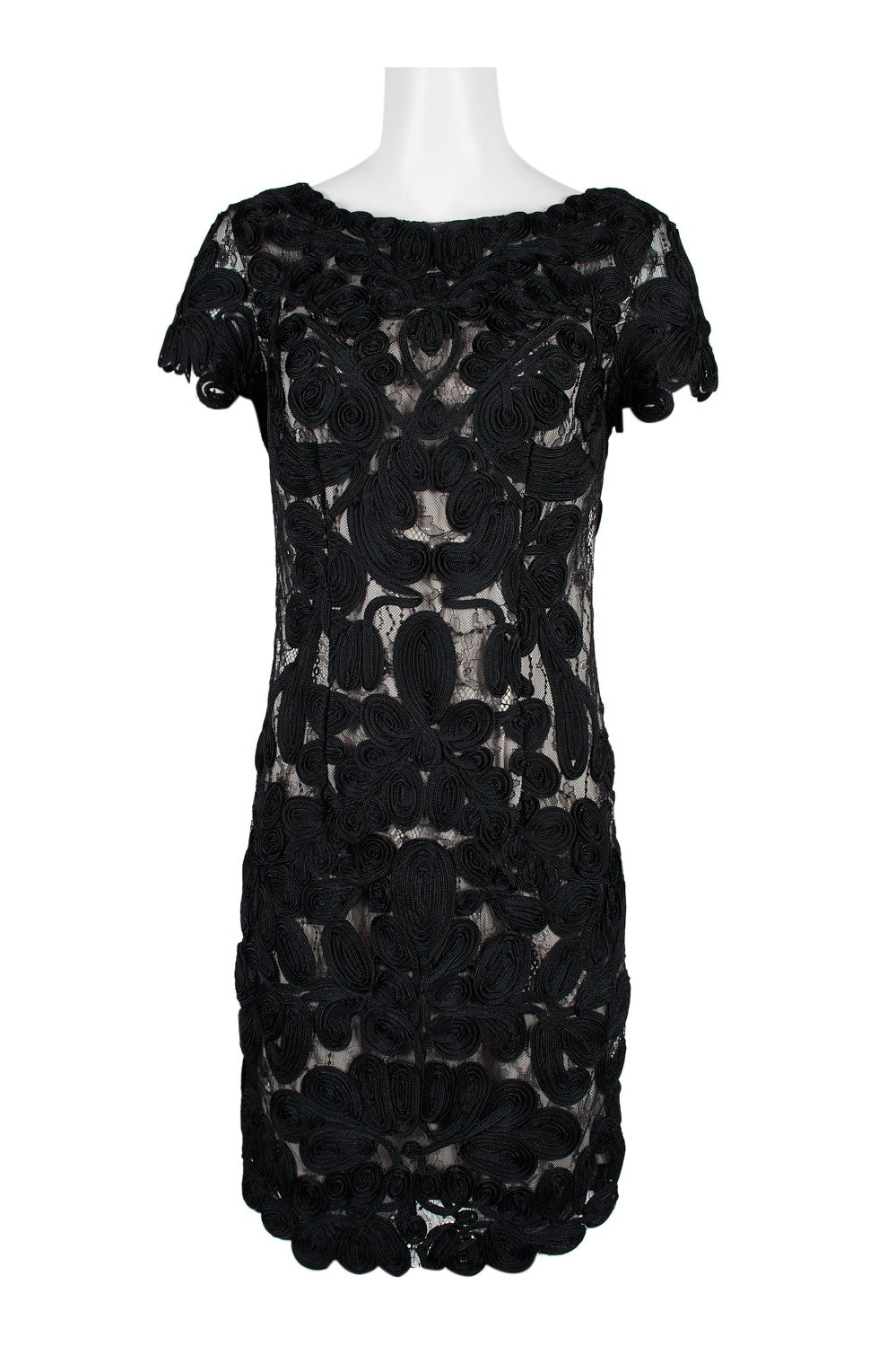 JS Collections EMBROIDERED ON LACE COCKTAIL DRESS