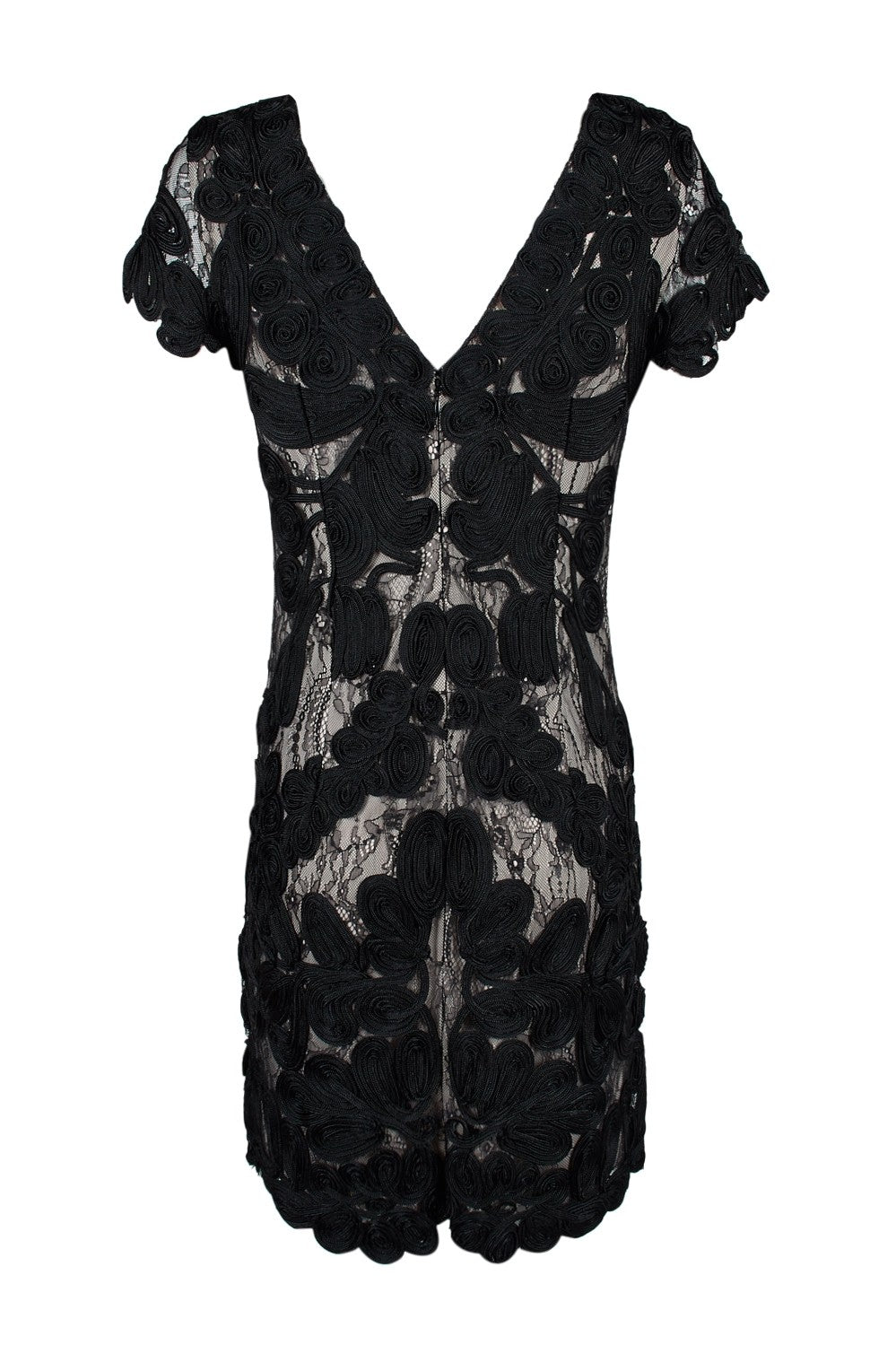 JS Collections EMBROIDERED ON LACE COCKTAIL DRESS