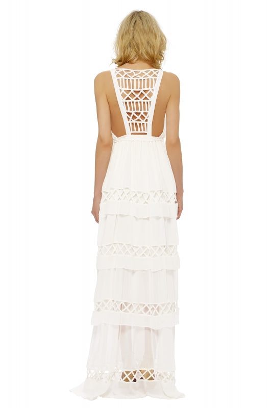 Mara Hoffman Gaia silk chiffon lattice gown