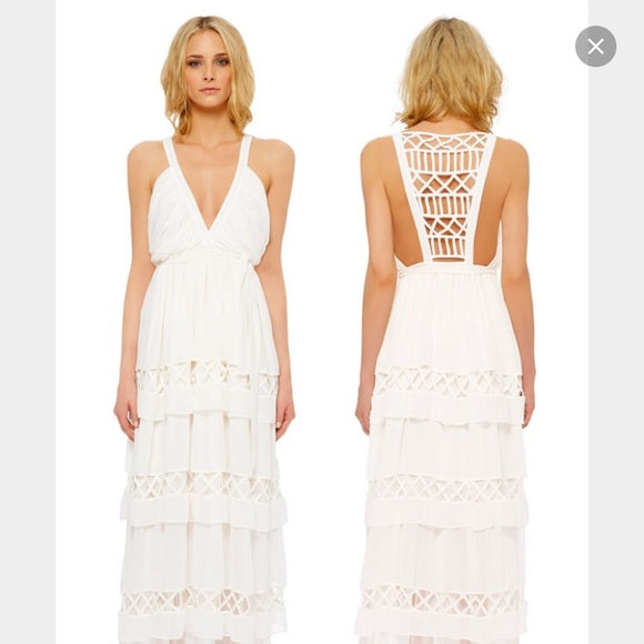 Mara Hoffman Gaia silk chiffon lattice gown
