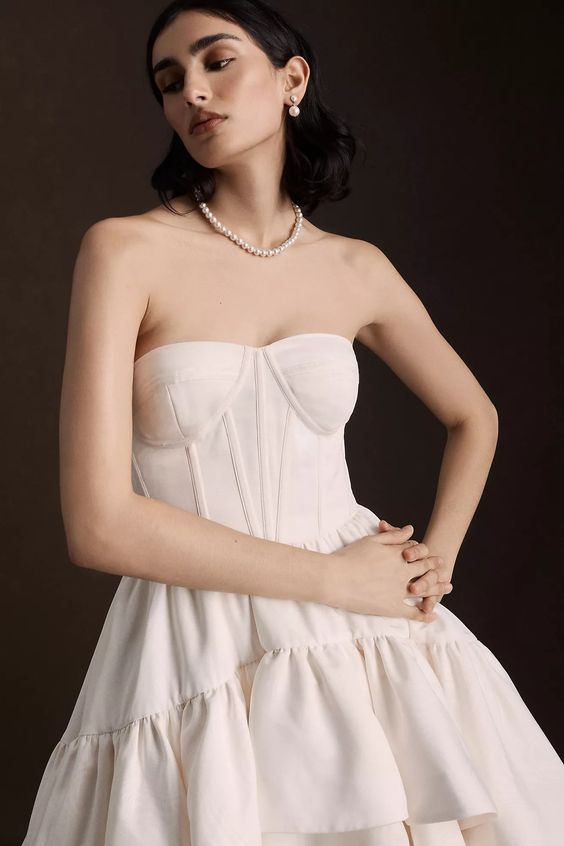 BHLDN Paisley High-Low Strapless Moire Gown