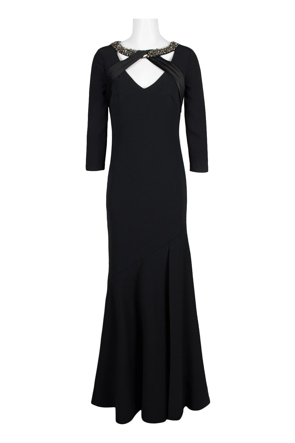 Theia 883890 3/4 Sleeve V-Neck Dress - Black