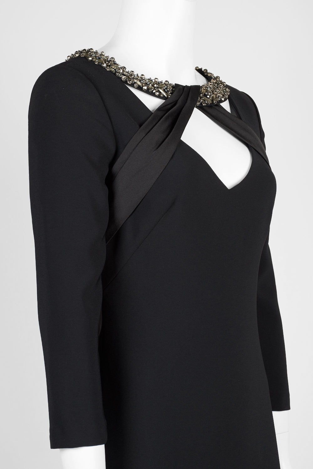 Theia 883890 3/4 Sleeve V-Neck Dress - Black