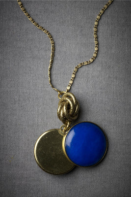 Paired Pendant Neckalce Blue