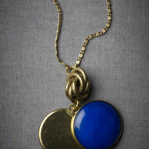 Paired Pendant Neckalce Blue