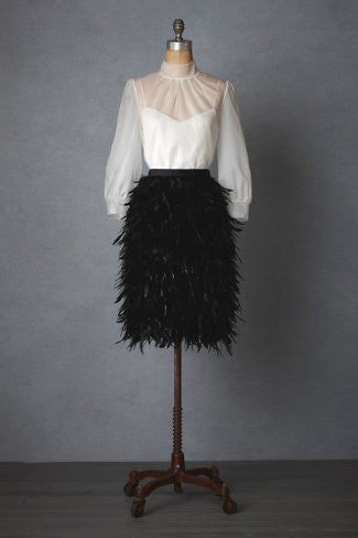 BHLDN Frolicking Feathers Skirt - Black