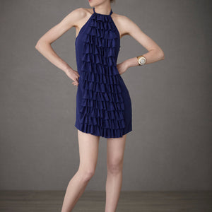 Ruffled Racerback Dress - Blue
