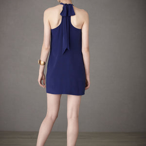 Ruffled Racerback Dress - Blue Back