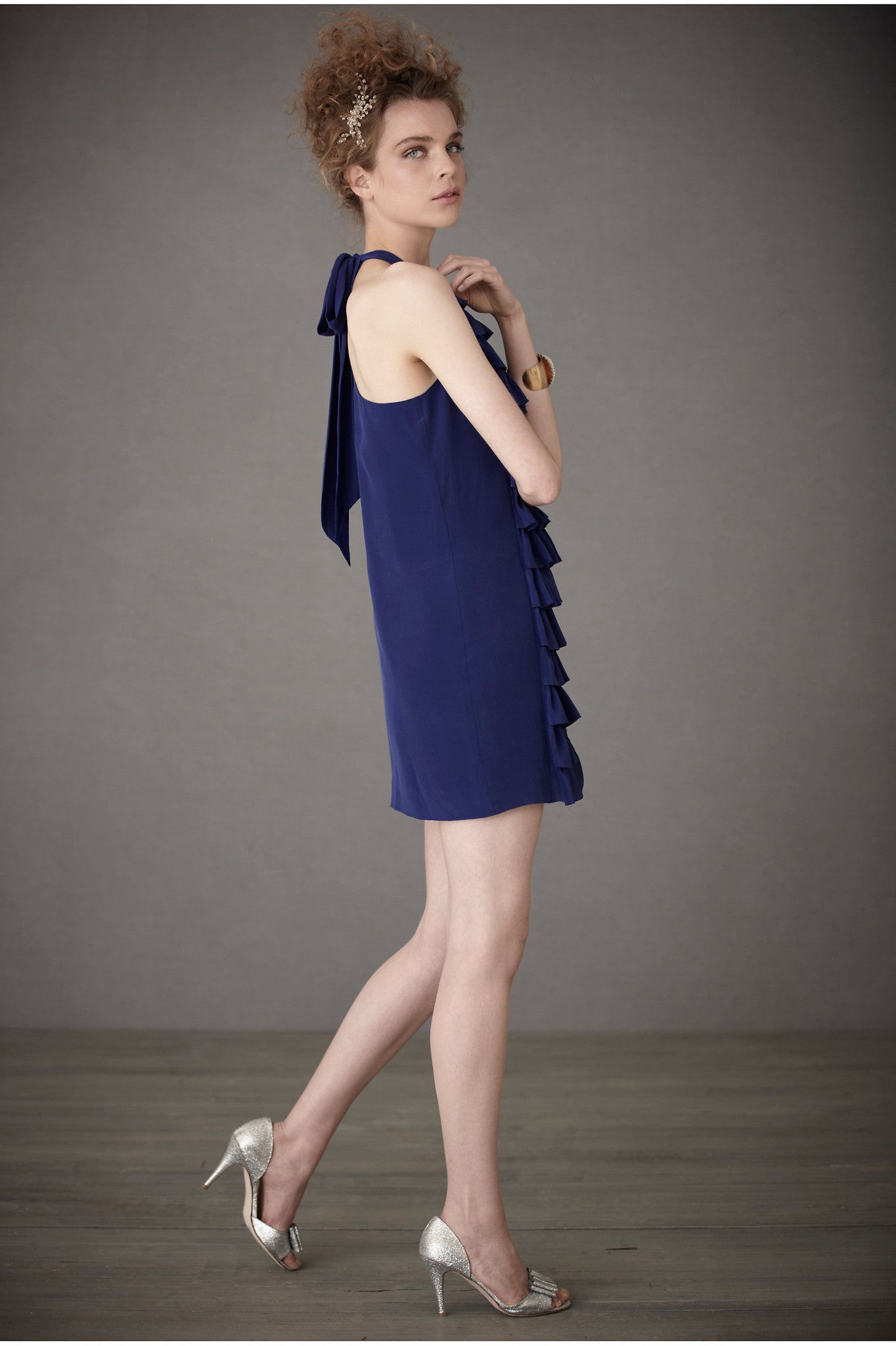 Ruffled Racerback Dress - Blue Side