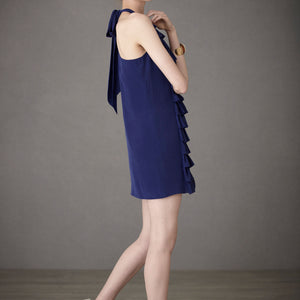 Ruffled Racerback Dress - Blue Side