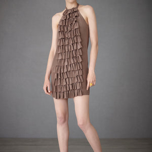 Ruffled Racerback Dress - Mushroom