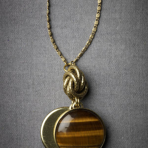 Paired Pendant Neckalce Tiger's Eye